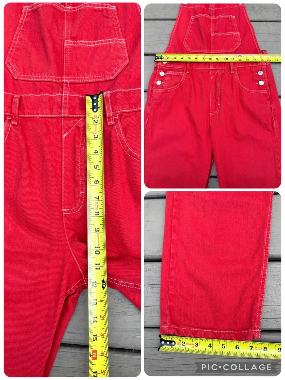 Free People We The Free Ziggy Red Denim Overalls in Heart Eyes Red - Picture 9 of 16